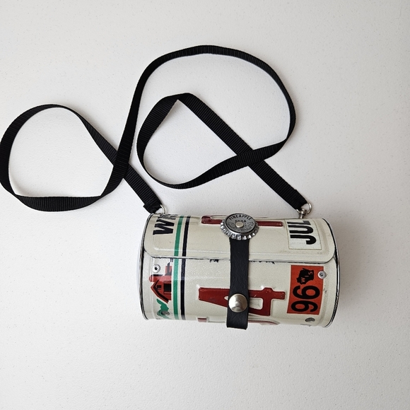 Handbags - License plate purse Wisconsin unique small metal upcycled bag